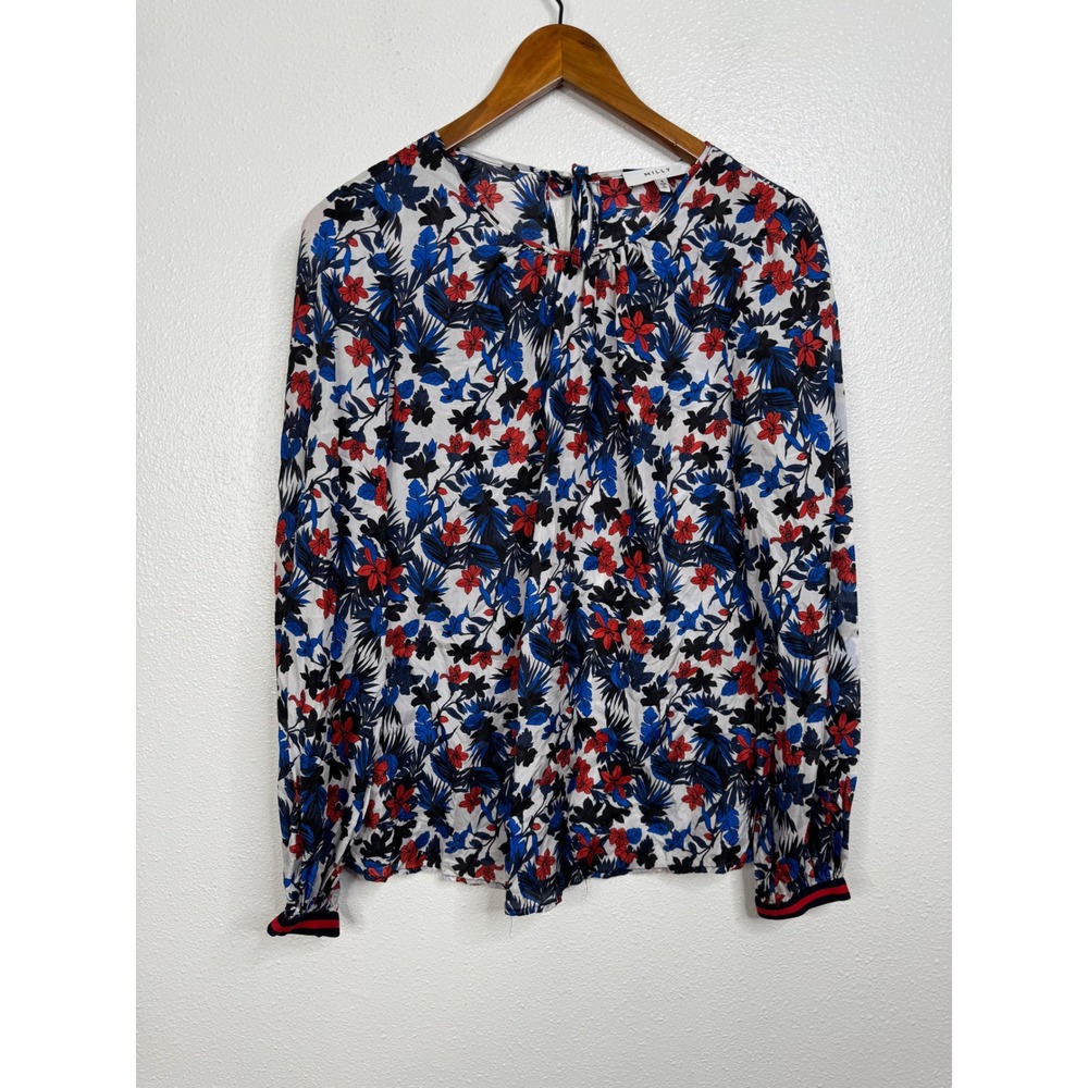 Milly Floral Silk Long Sleeve‎ Top Size 4